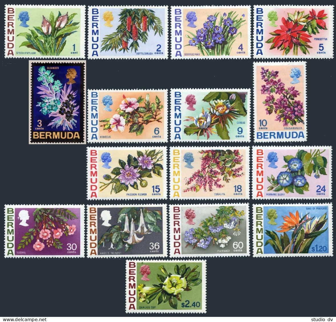 Bermuda 255-271 Missing 257 & 263, Hinged. Michel 244-260. Flowers 1970. - Bermuda
