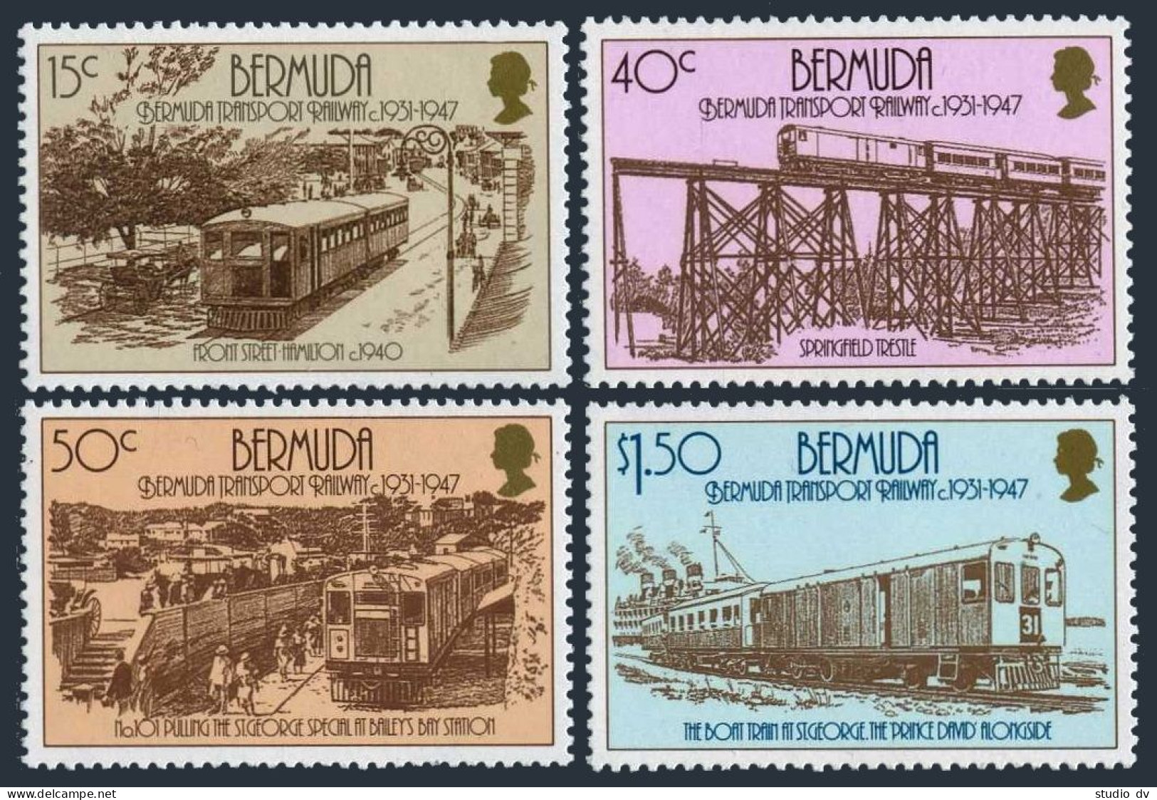Bermuda 510-513, MNH. Michel 499-502. Transport Ralway 1931-1947 Years, 1987. - Bermuda