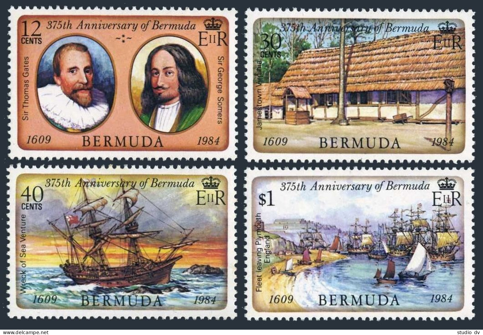 Bermuda 449-452, MNH. Mi 438-441. Bermuda Settlement, 1984. Gates, Somers. Ships - Bermuda
