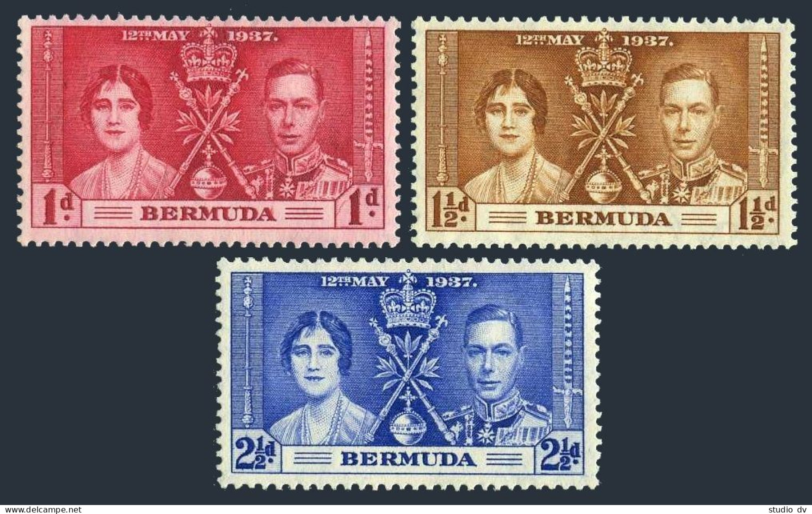 Bermuda 115-117, MNH. Michel 98-100. Coronation 1937. King George VI, Elizabeth. - Bermudes