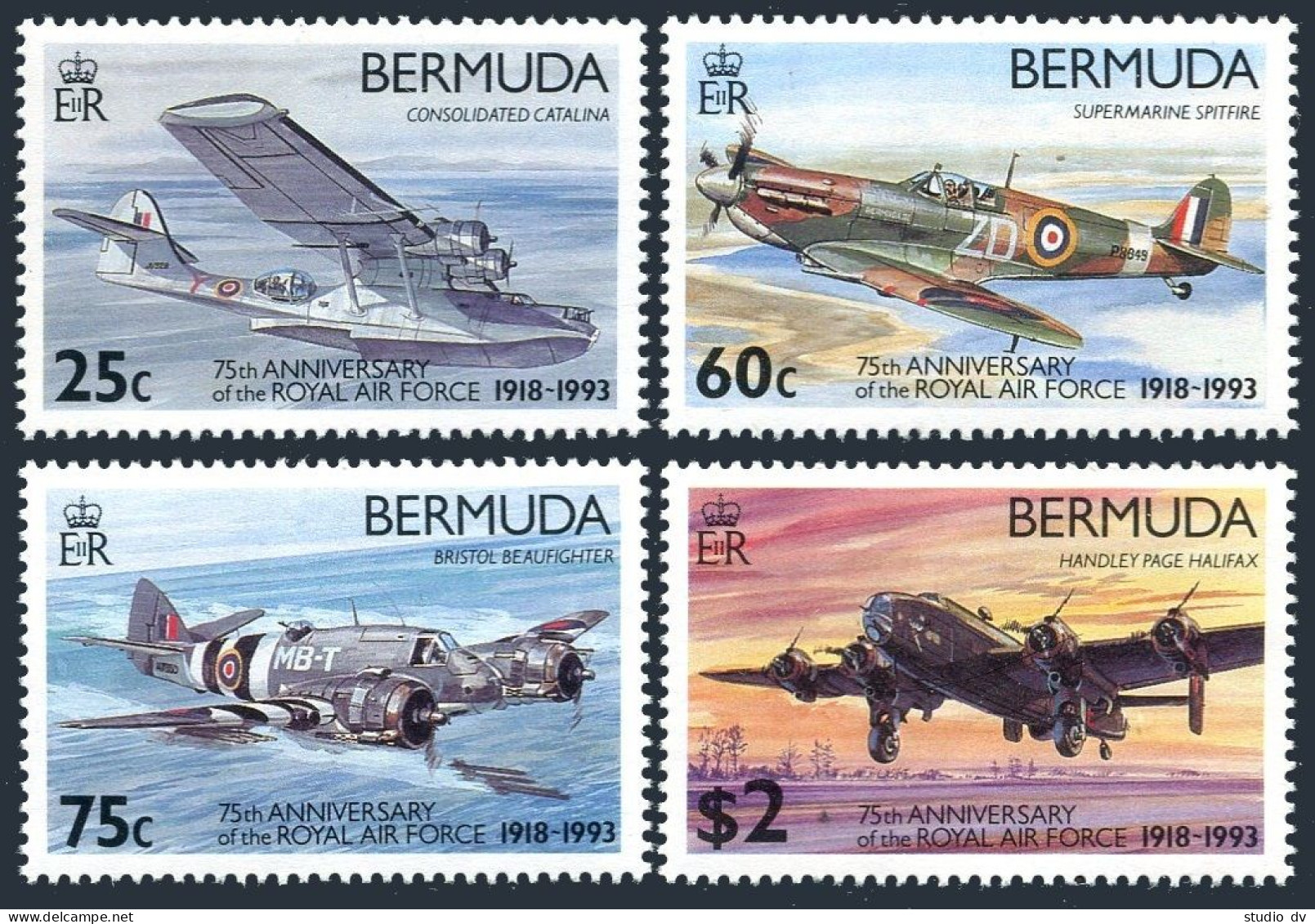 Bermuda 648-651, MNH. Michel 635-638. Royal Air Force, 75th Ann. 1993. Catalina, - Bermudes