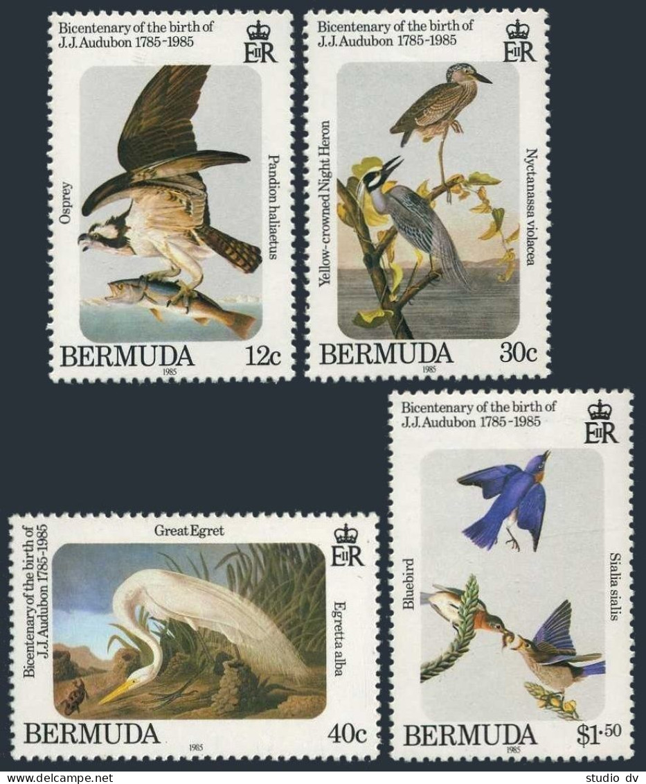 Bermuda 465-468, MNH. Mi 454-457. Audubon's Birds 1985. Osprey, Heron, Egret, - Bermudes