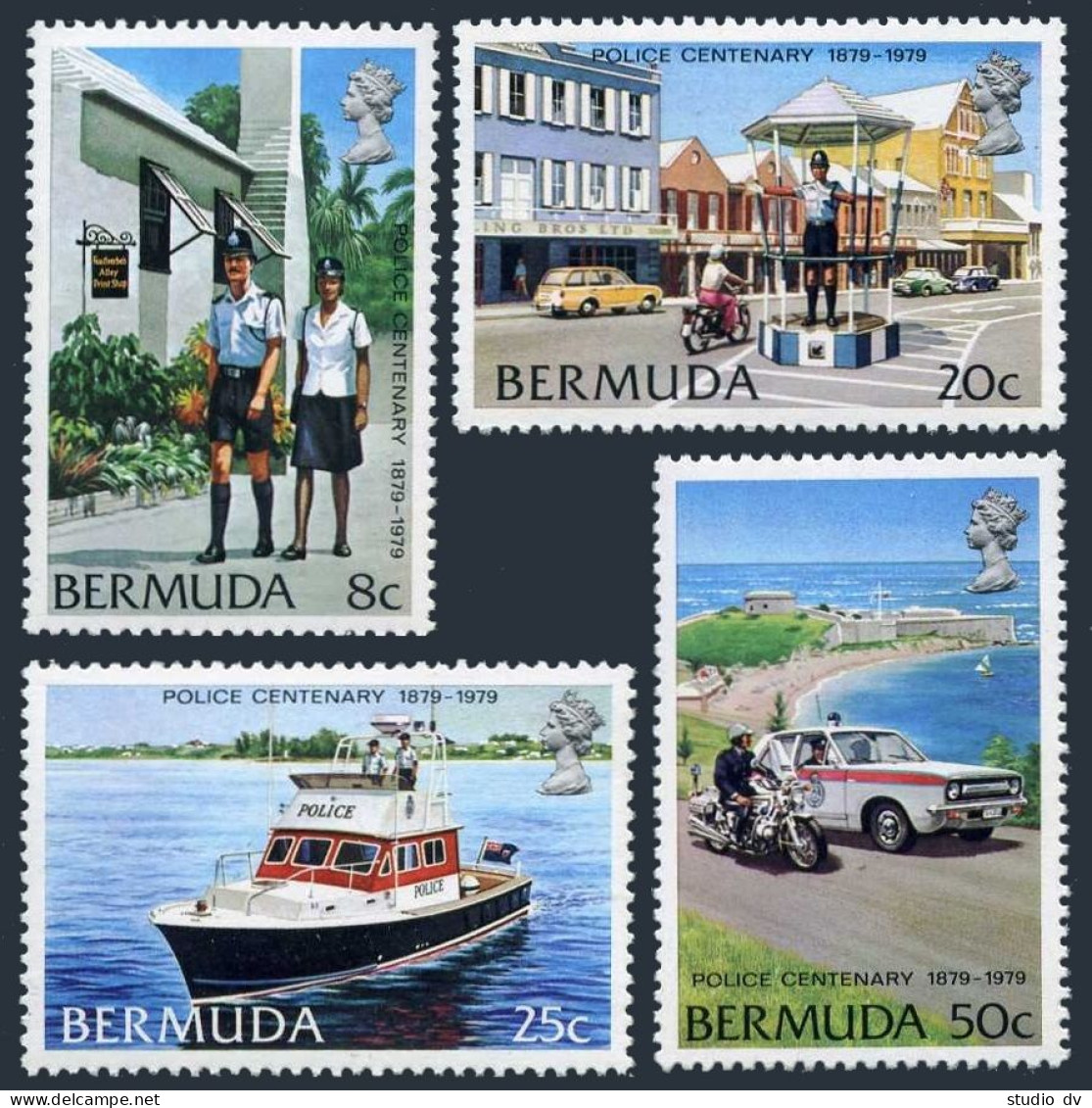 Bermuda 385-388,MNH.Michel 374-377. Bermuda Police-100,1979.Traffic,Water Patrol - Bermudes