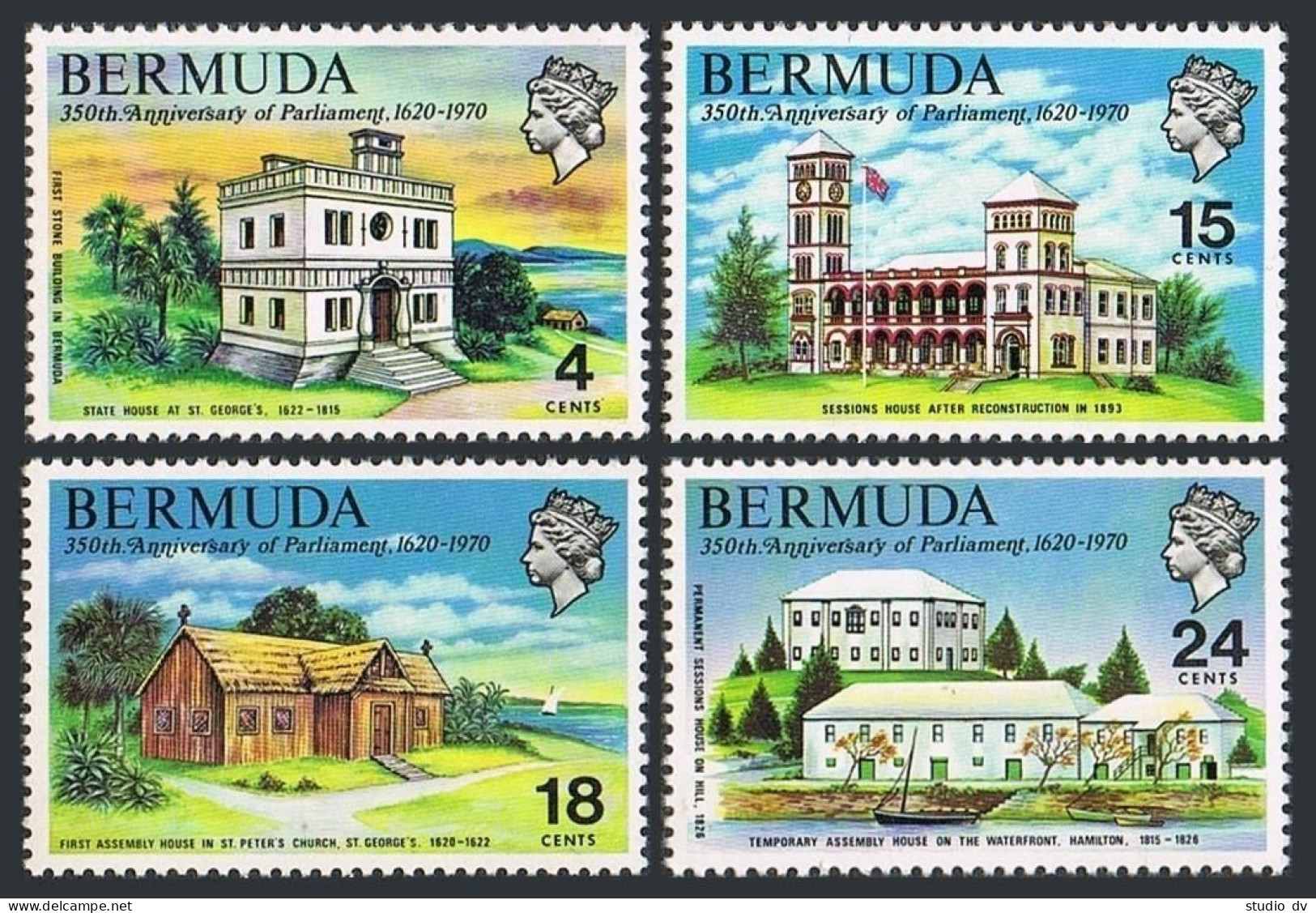 Bermuda 272-275, MNH. Michel 261-264. Bermuda's Parliament-350. Ship.1970. - Bermudes