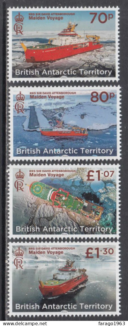 2022 British Antarctic Territory Maiden Voyage RRS David Attenborough Ships Complete Set Of 4 MNH - Unused Stamps