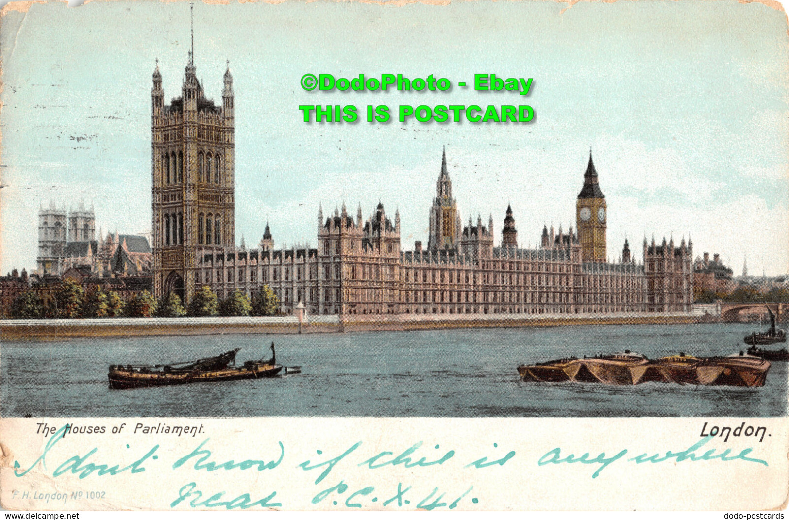 R419520 London. The Houses Of Parliament. F. Hartmann. No. 1002. 1903 - Otros & Sin Clasificación