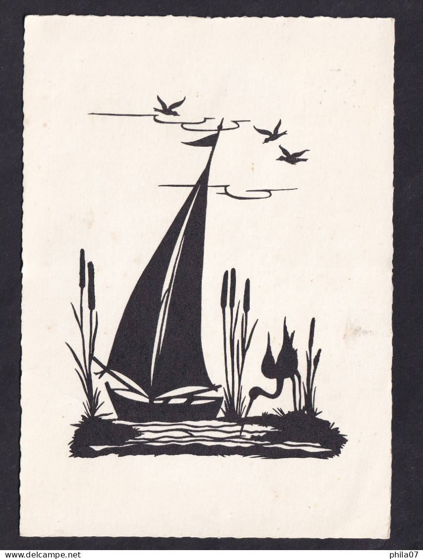 Sail And Birds / Postcard Circulated, 2 Scans - Scherenschnitt - Silhouette