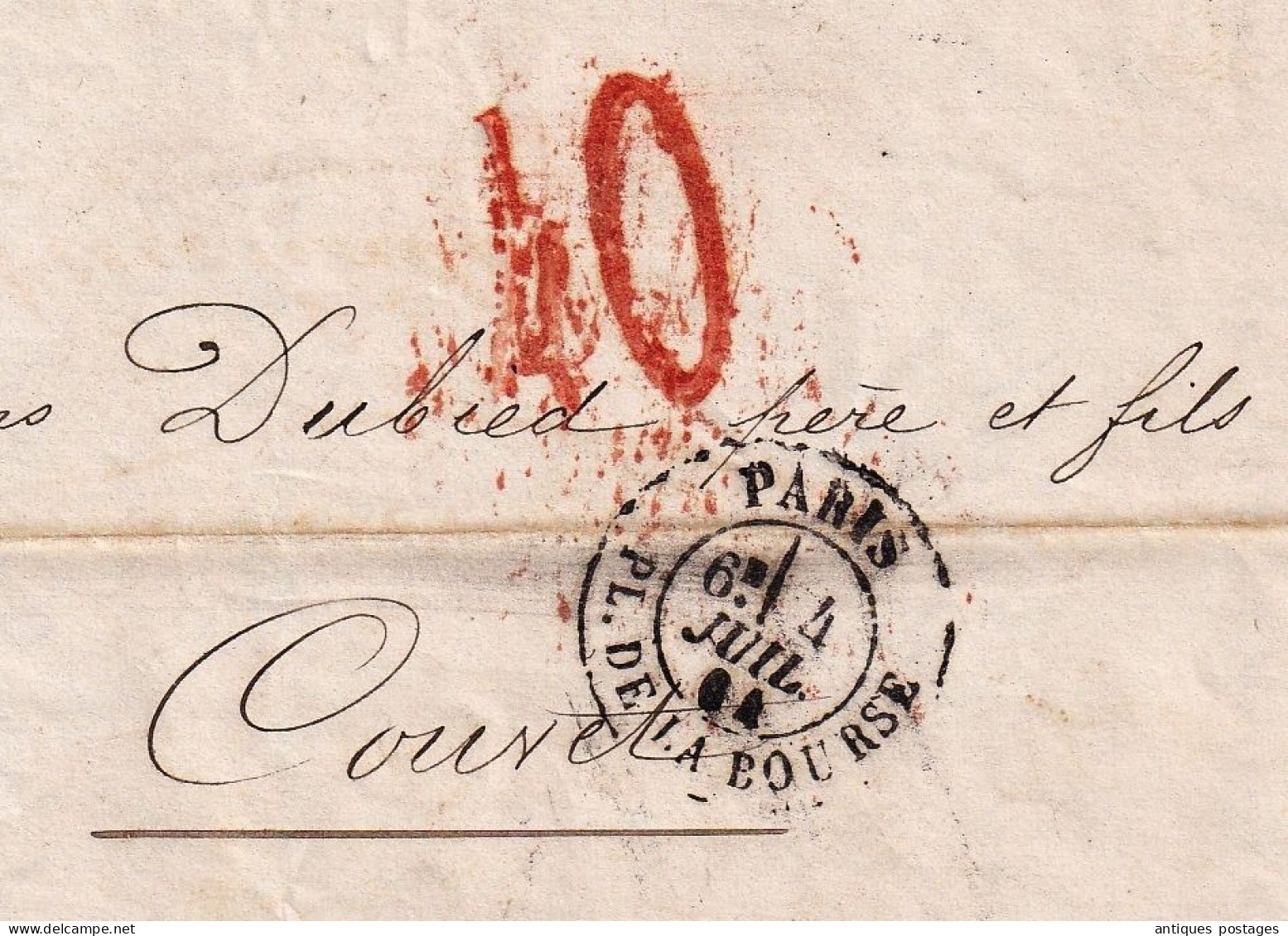 Lettre Paris 1864 Banque Mussard Audéoud & Cie Pour Couvet Suisse Dubied Père & Fils Fabriquant Absinthe Bank - 1849-1876: Période Classique