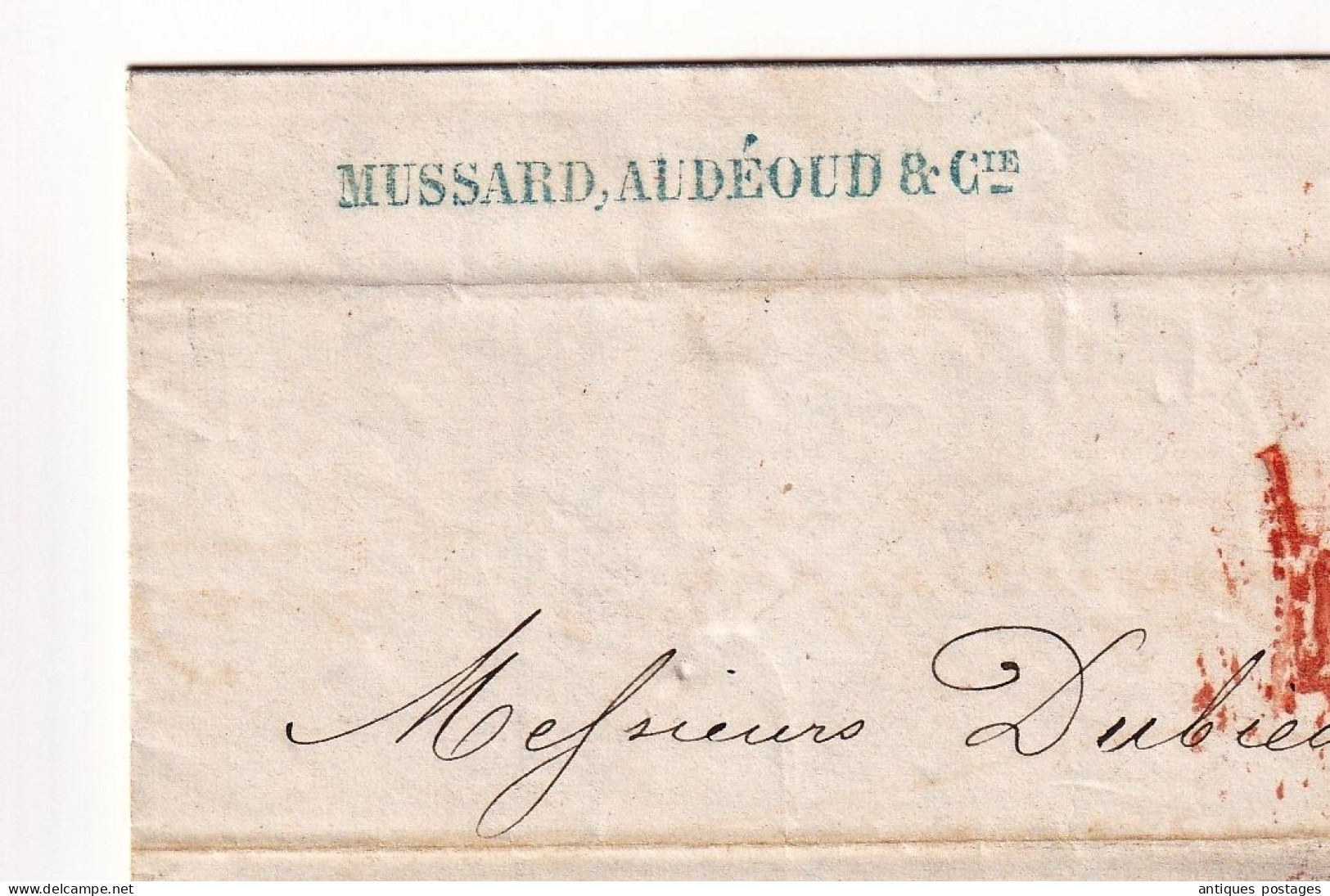 Lettre Paris 1864 Banque Mussard Audéoud & Cie Pour Couvet Suisse Dubied Père & Fils Fabriquant Absinthe Bank - 1849-1876: Klassik