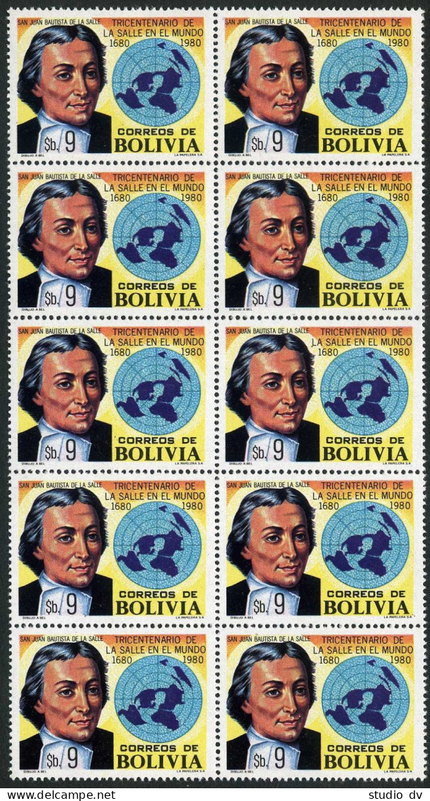 Bolivia 653 Block/10,MNH.Michel 965. St Baptiste De La Salle,educator.1980. - Bolivien