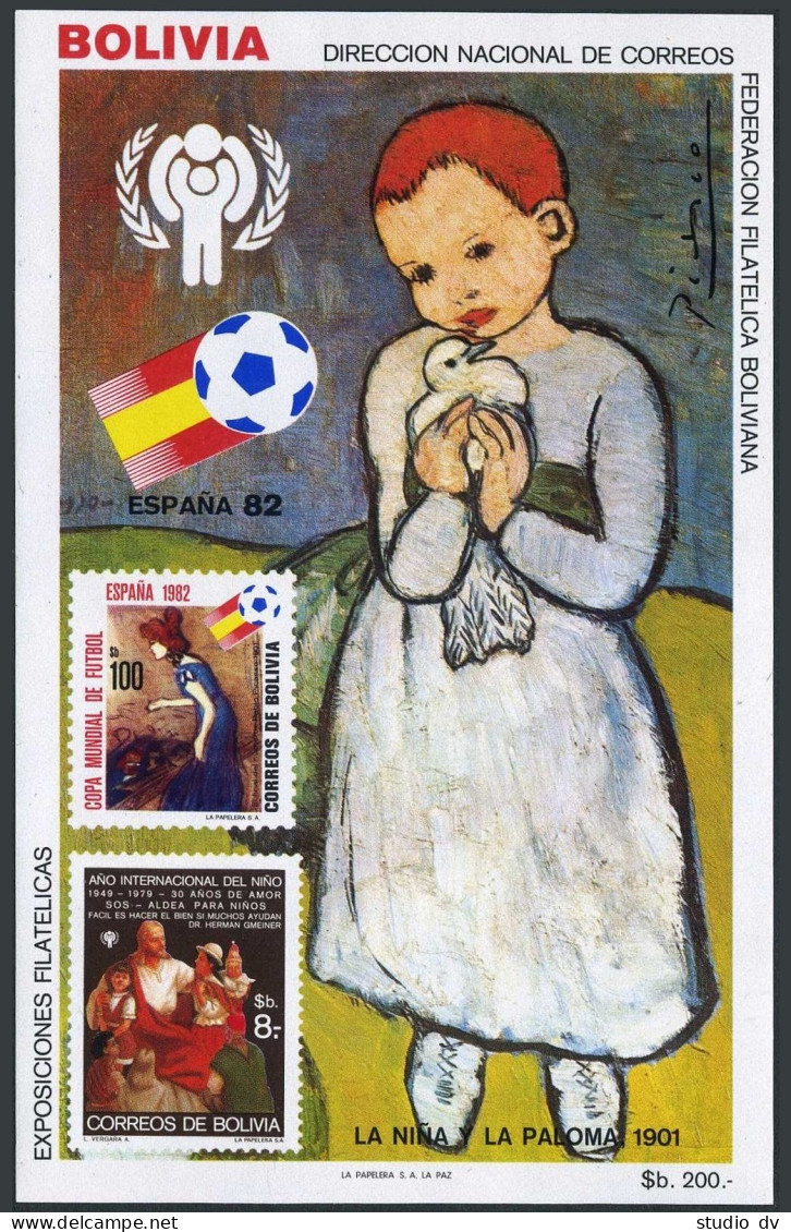 Bolivia 677/629 Sheet,MNH. Mi Bl.132. Year Of Child IYC-1979. Soccer Spain-1982. - Bolivië