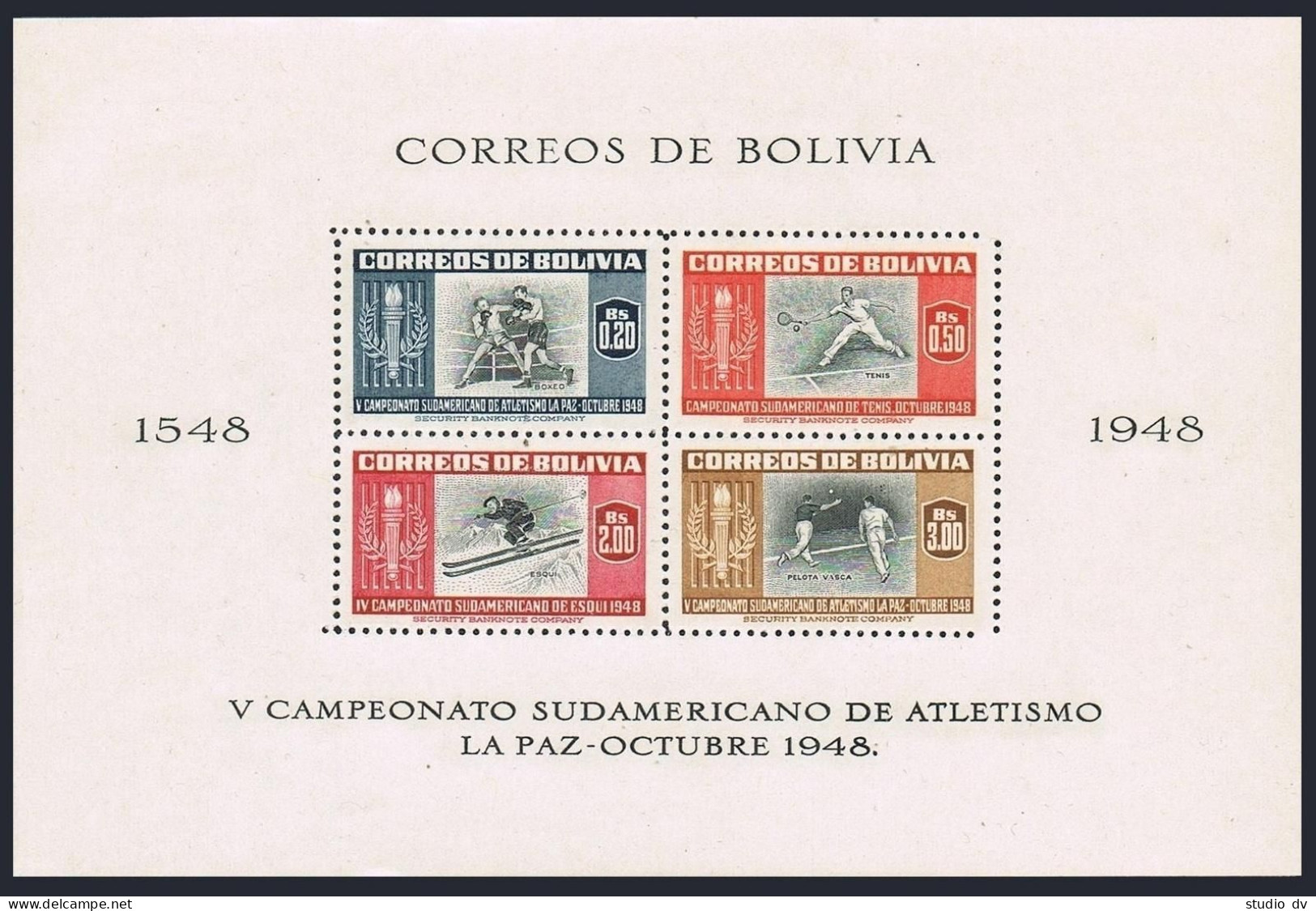 Bolivia 357a-358a,C155a-C156a, MNH. Athletic Championship Matches, La Paz-1948. - Bolivie