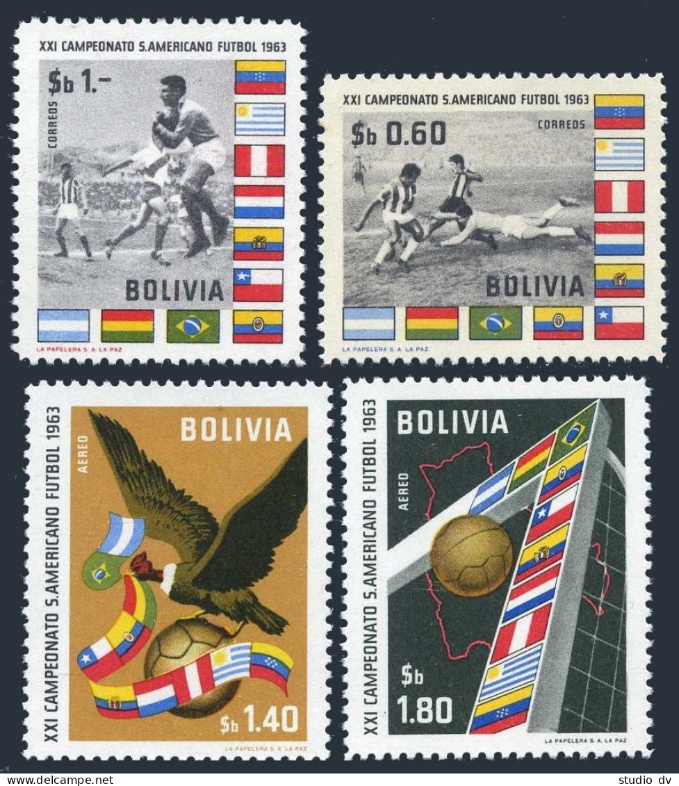 Bolivia 469-470,C247-C248,MNH. American Soccer Championships,1963.Flags,Condor. - Bolivien