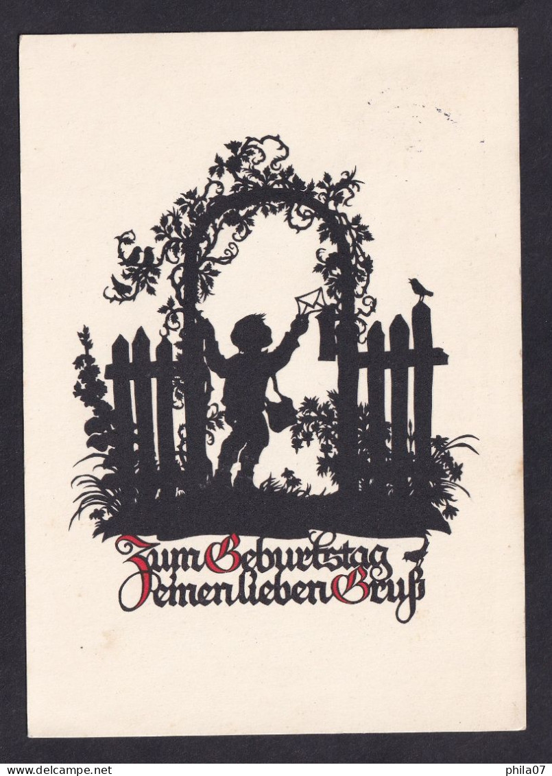Zum Geburtstag / Postcard Circulated, 2 Scans - Silhouette - Scissor-type