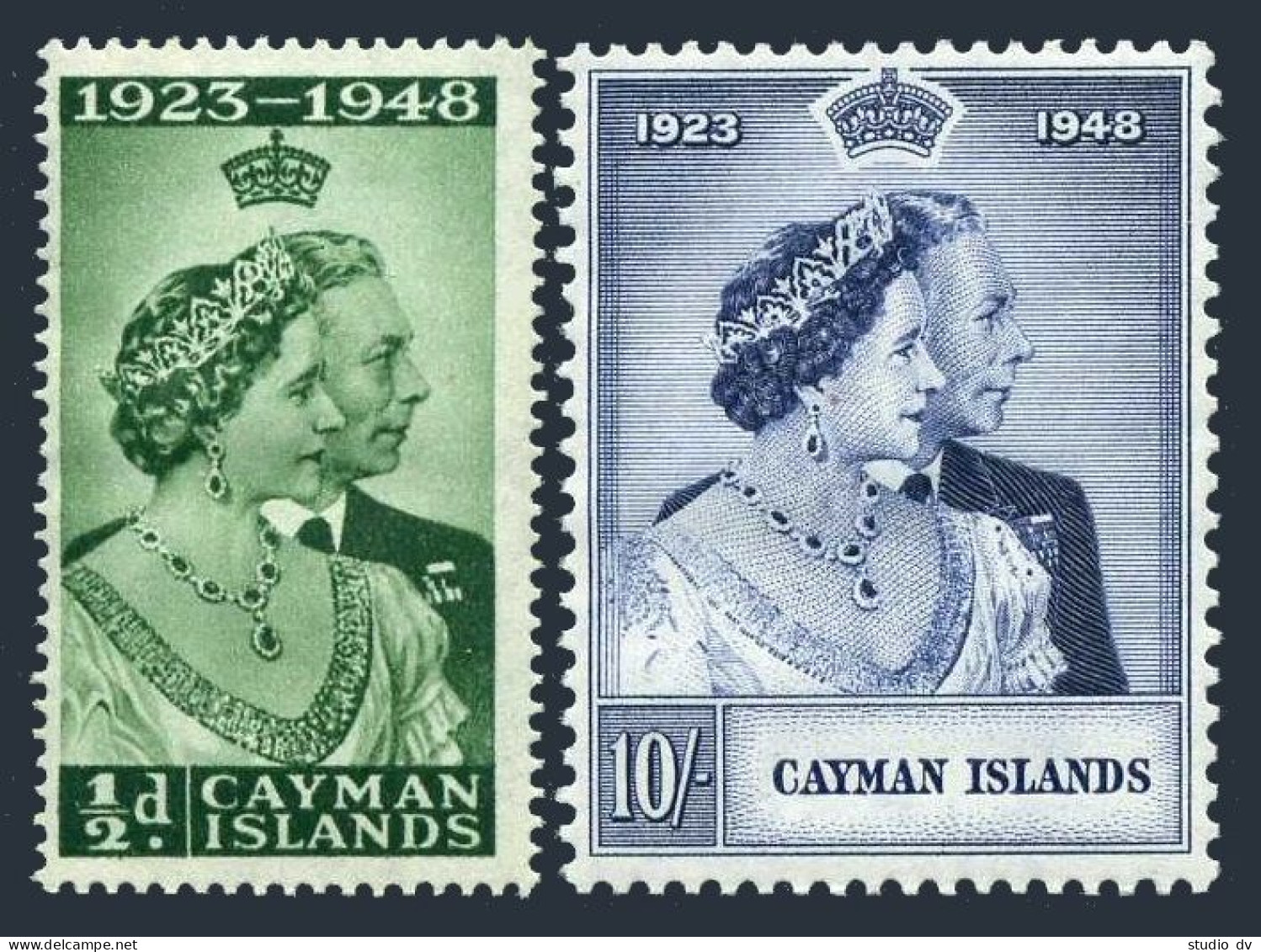 Cayman 116-117, Hinged. Mi 117-118. Silver Wedding 1948. George VI, Elizabeth. - Cayman (Isole)