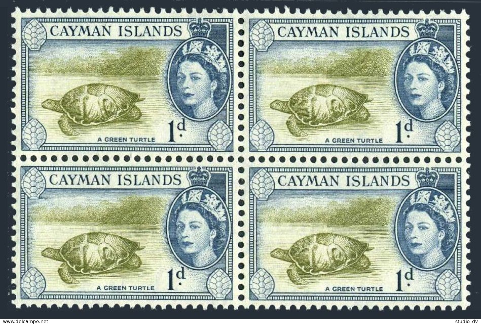 Cayman 137 Block/4, MNH. Michel 138. QE II, 1953. Green Turtle. - Iles Caïmans