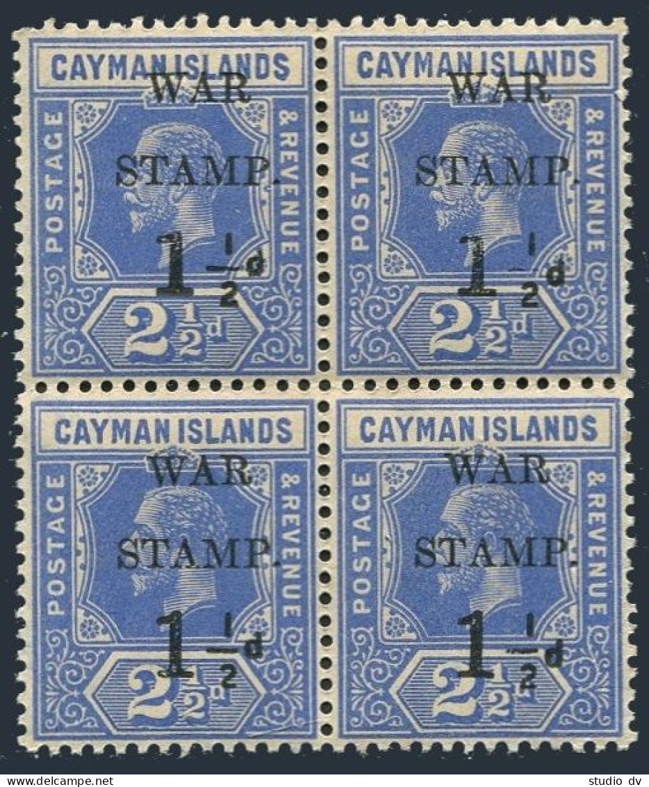 Cayman MR 2-MR2a Block/4,MNH.Michel 46-46-I. War Tax Stamps 1917. - Kaaiman Eilanden