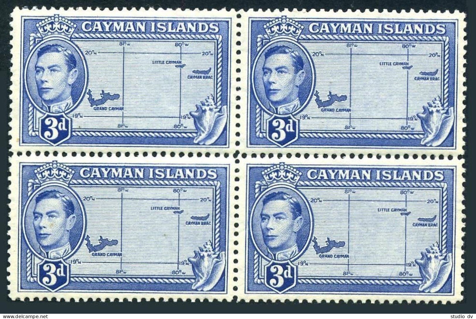 Cayman 115 Block/4,MNH.Michel 109. King George VI.Map,Shells. - Iles Caïmans