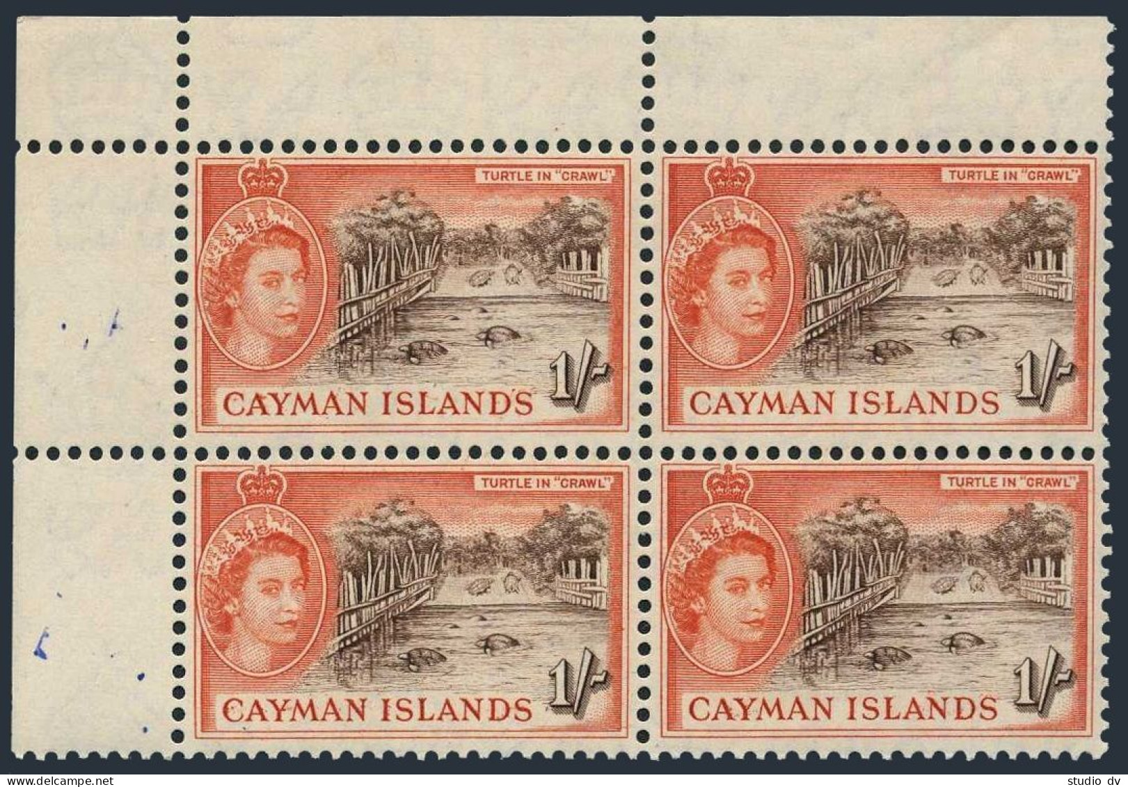 Cayman 145 Block/4, MNH. Michel 146. QE II, 1953. Turtle Crawl. - Iles Caïmans