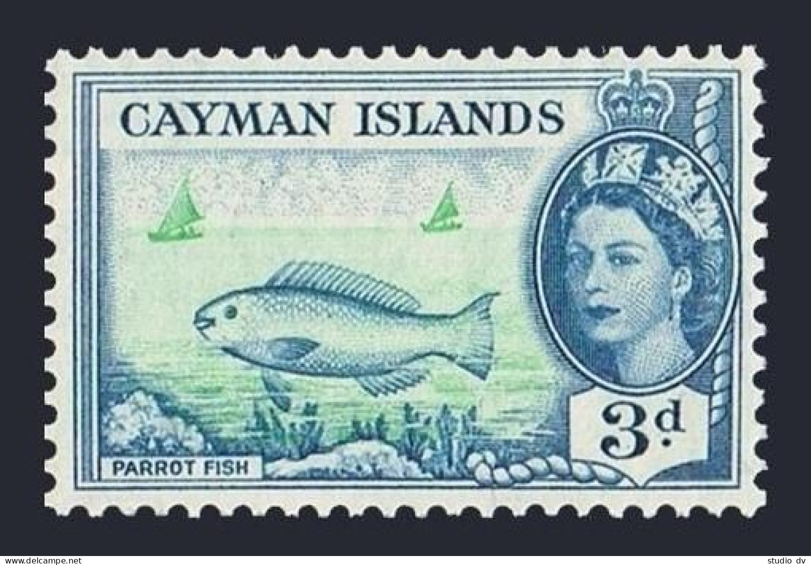 Cayman 141, MNH. Michel 142. QE II, 1953. Parrot Fish. - Iles Caïmans