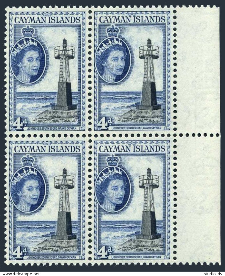 Cayman 142 Block/4, MNH. Michel 143. QE II, 1953. Lighthouse, South Sound. - Cayman Islands