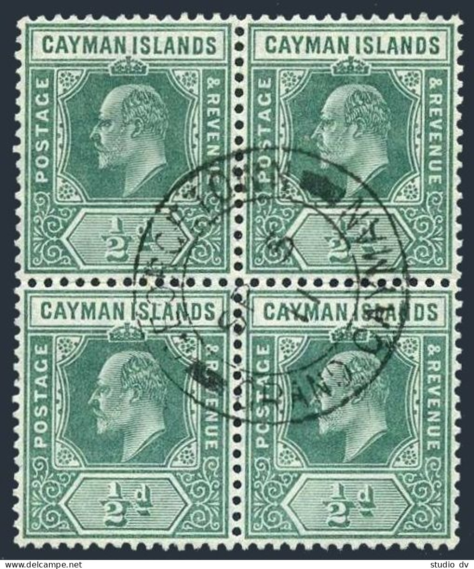 Cayman 21 Block/4,used.Michel 21. King Edward VII,1907. - Iles Caïmans