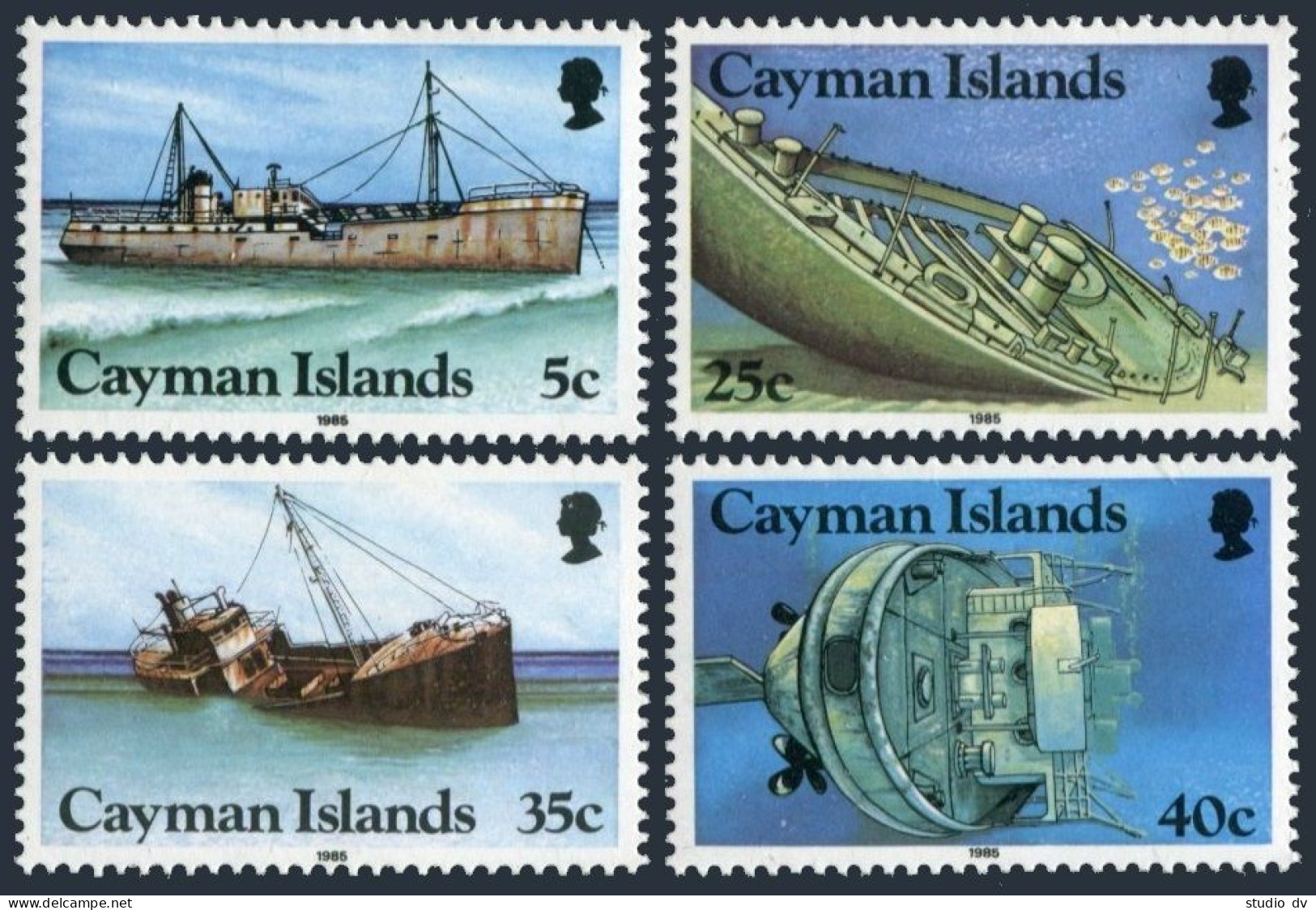 Cayman 539-542,lightly Hinged.Michel 549-552. Unspecified Shipwrecks,1985. - Kaaiman Eilanden