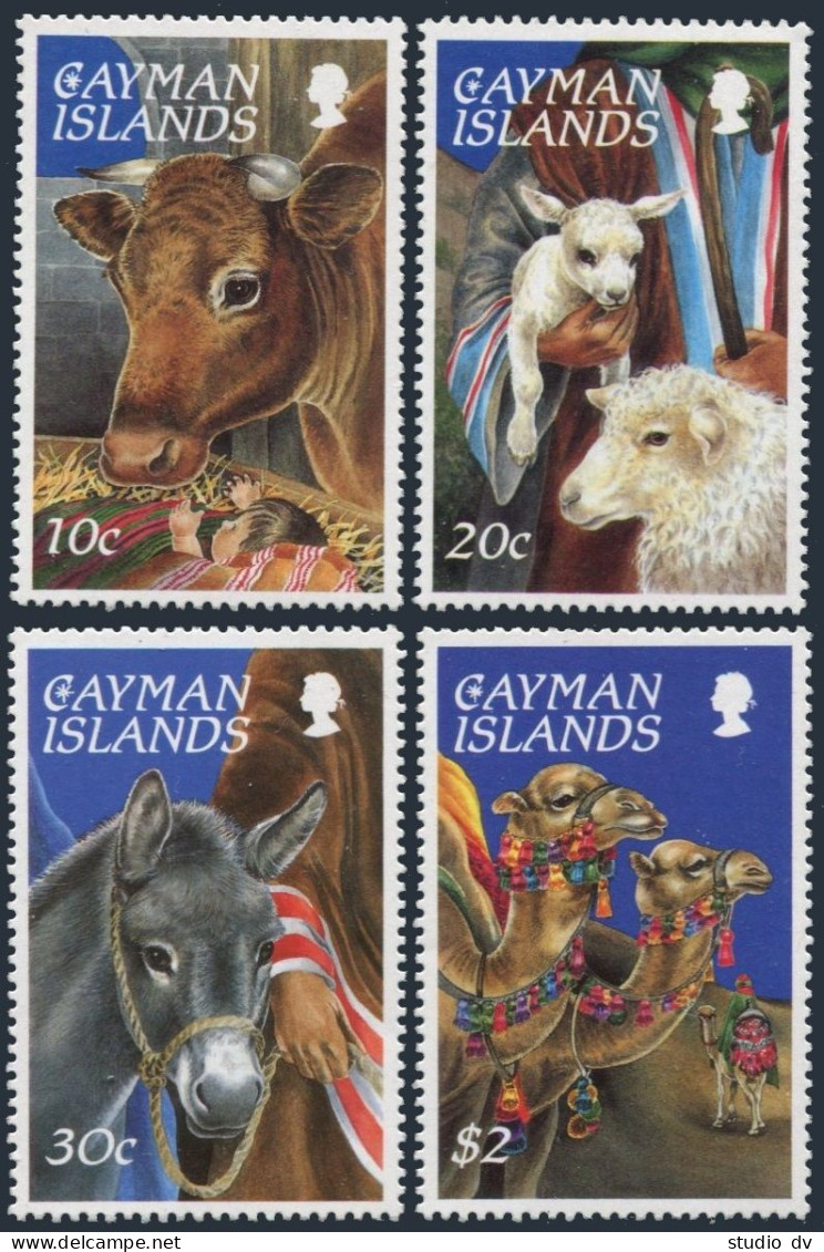 Cayman 710-713, MNH. Mi 744-747. Christmas 1995. Ox, Sheep, Lamb, Donkey, Camels - Kaimaninseln
