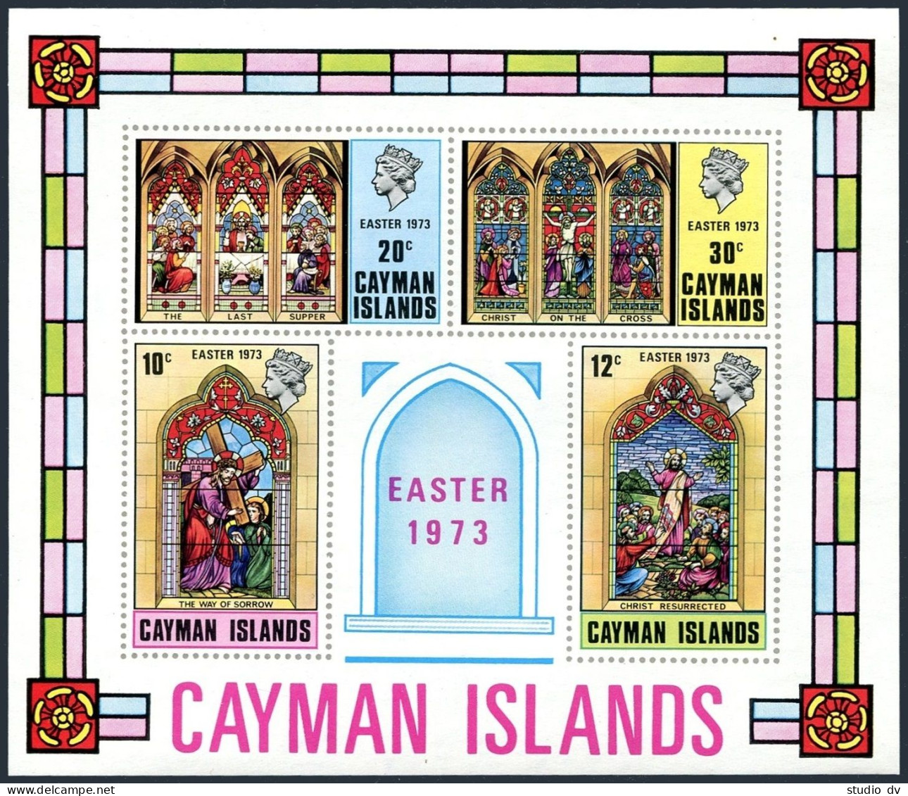 Cayman 313a, MNH. Michel Bl.4. Easter 1973. Stained Glass Windows.  - Iles Caïmans