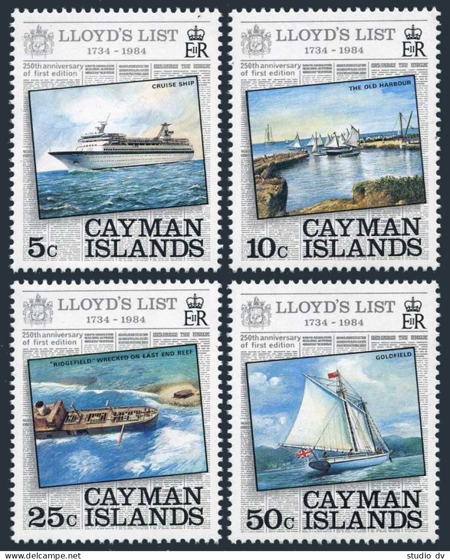 Cayman 522-525, 525a, MNH. Michel 526-529, Bl.15. Lloyd's List 1984. Ships. - Iles Caïmans