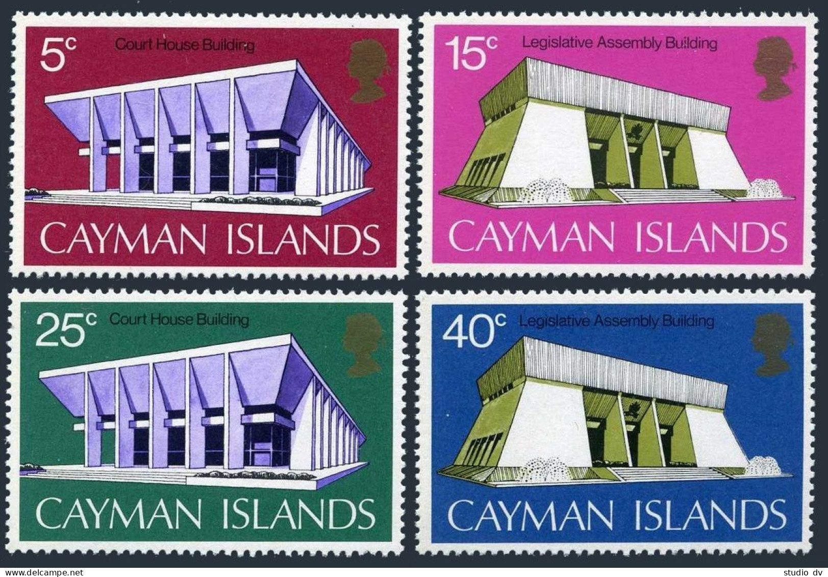 Cayman 300-303, 303a, MNH. Michel 299-302,Bl.2. New Government Buildings, 1972. - Cayman (Isole)