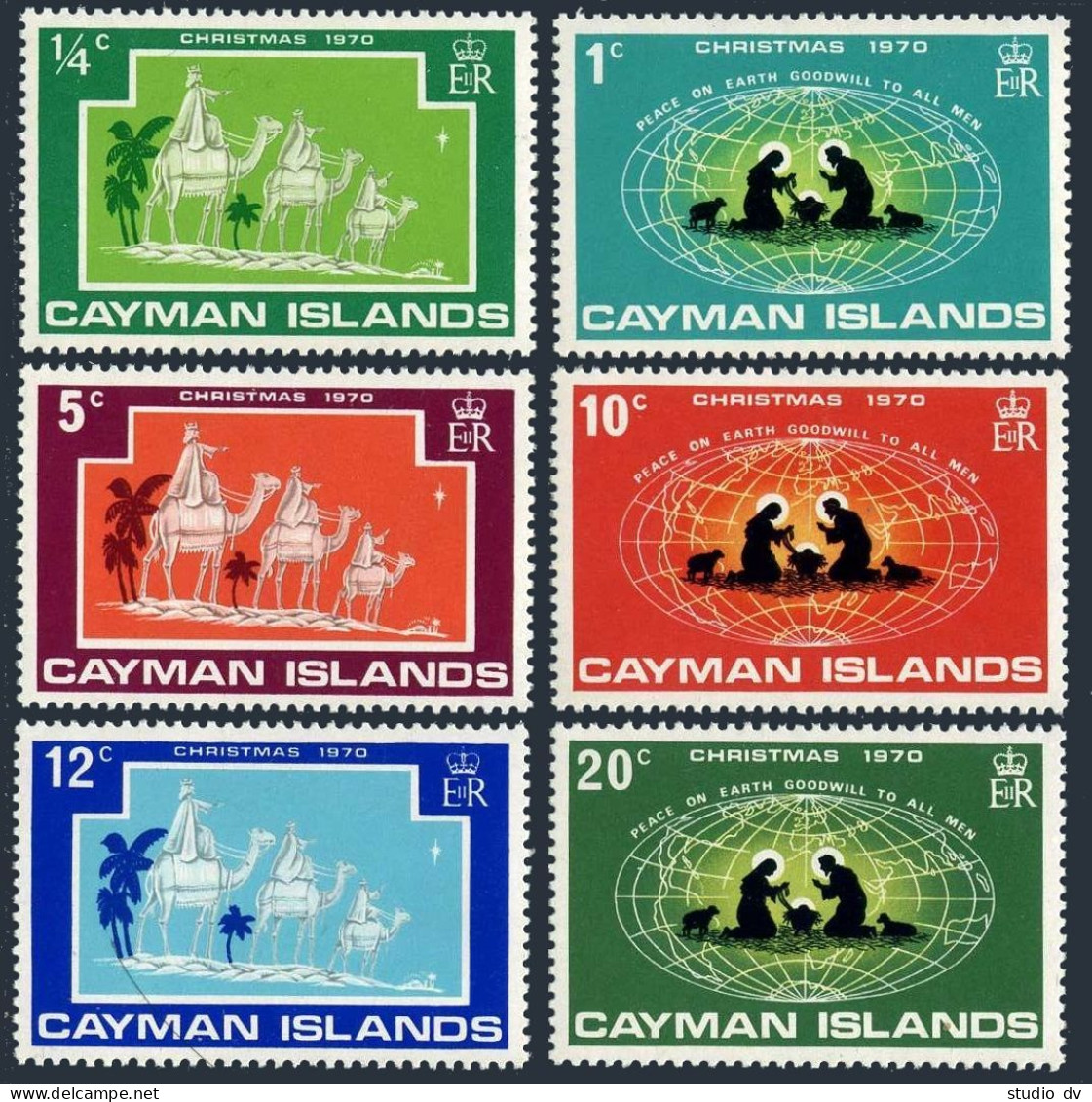 Cayman 277-282, MNH. Michel 276-281. Christmas 1970. Nativity, Camel, Globe. - Kaaiman Eilanden