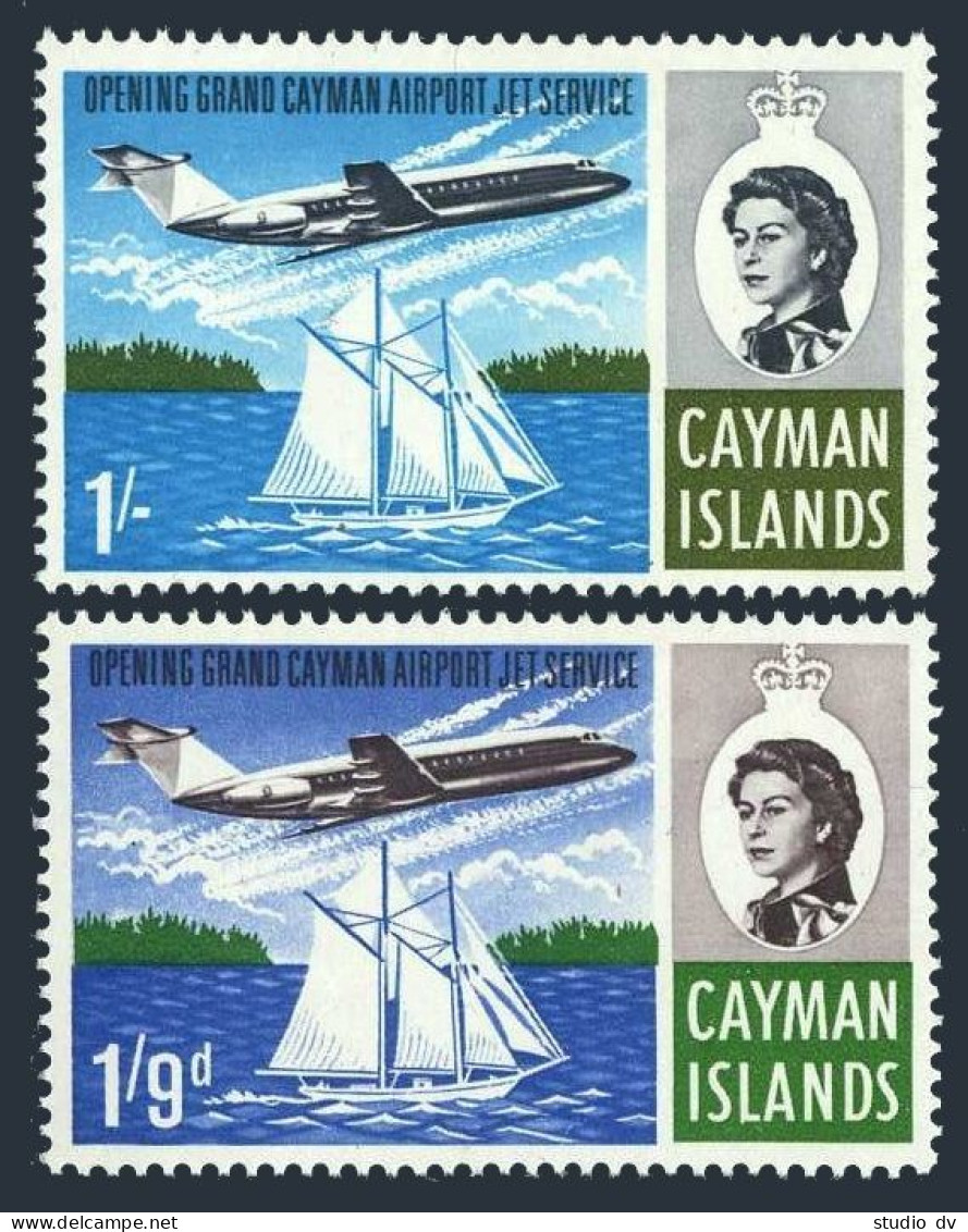 Cayman 191-192, MNH. Michel 192-193. Cayman Airport Jet Service, 1966. Yacht. - Kaaiman Eilanden