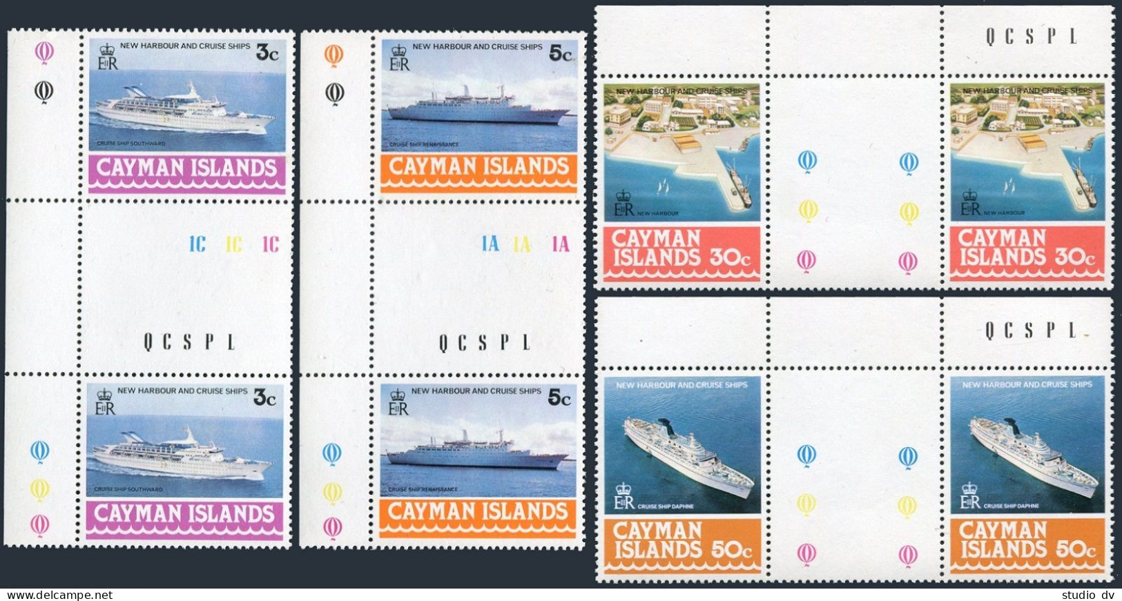 Cayman 392-395 Gutter, MNH. Michel 393-396. New Harbor, Cruise Ships, 1978. - Iles Caïmans