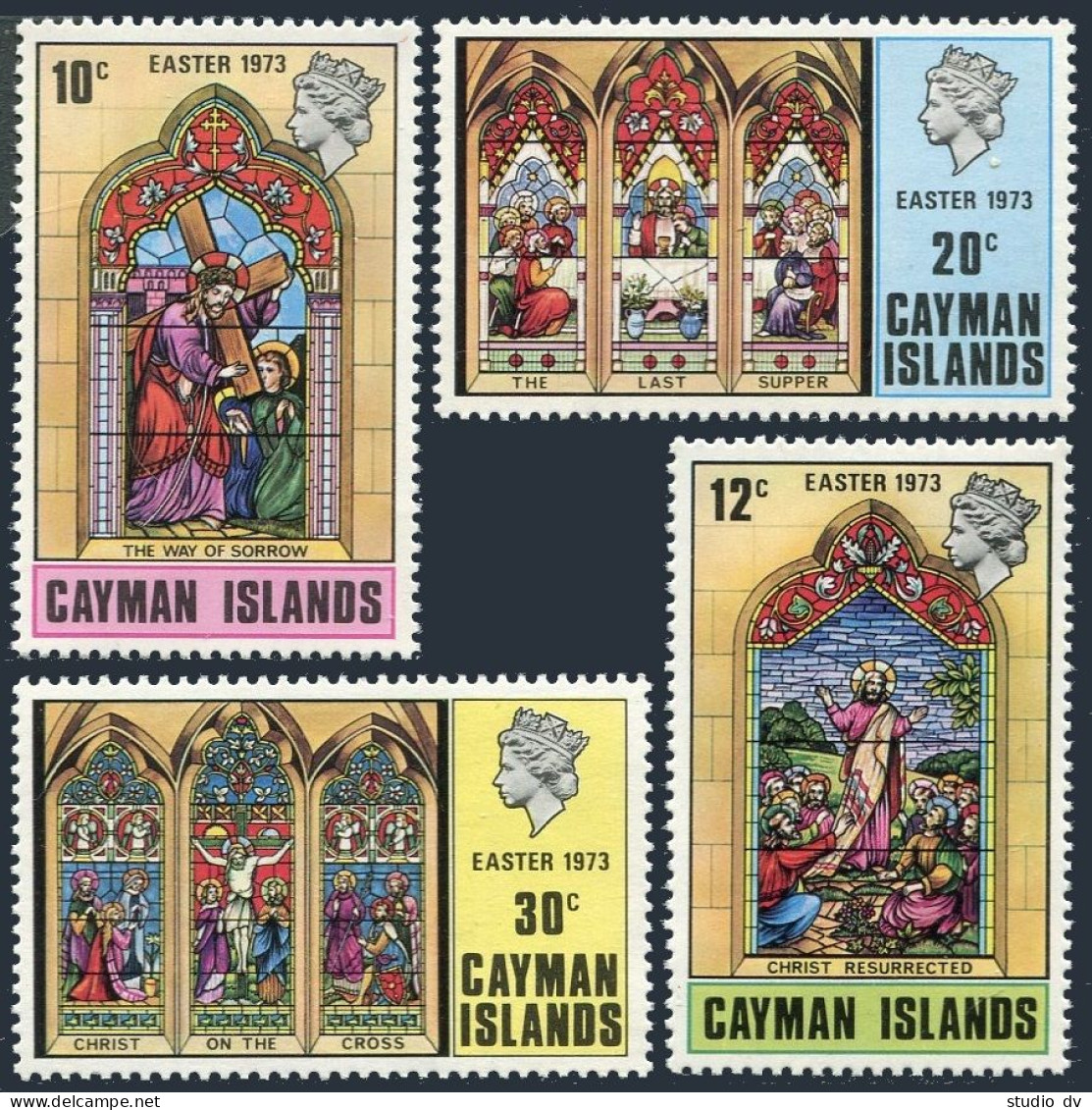 Cayman 310-313, 313a Sheet, MNH. Mi 309-312,Bl.4. Easter. Stained Glass Windows. - Kaimaninseln