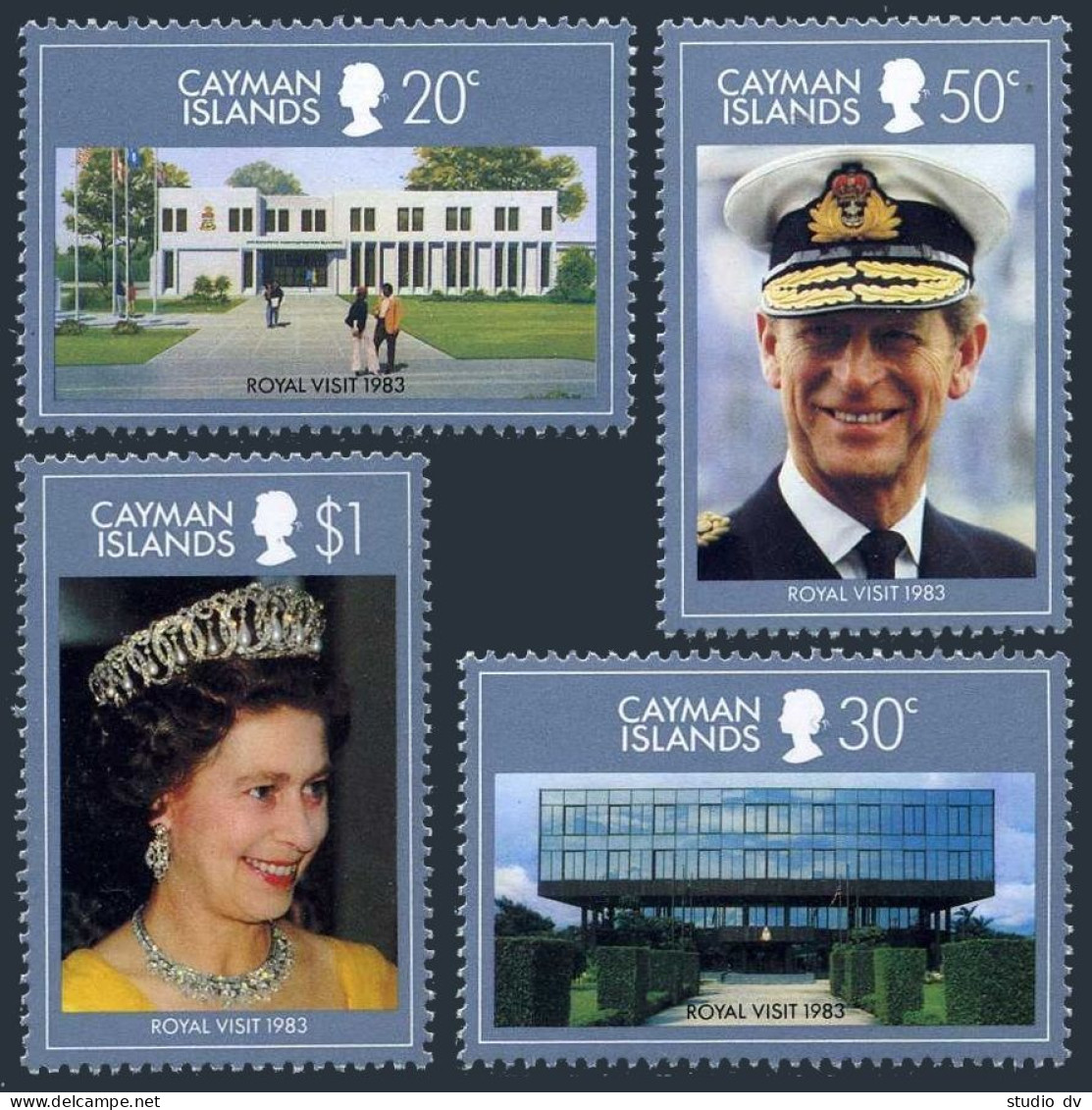 Cayman 506-509,509a, MNH. Mi 510-513, Bl.14. Visit Of QE II, Prince Philip,1983. - Iles Caïmans