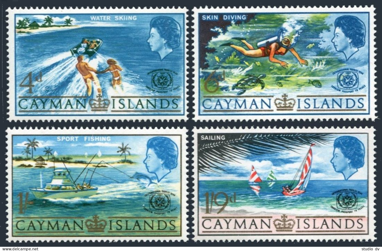 Cayman 193-196, MNH. Michel 194-197. Tourist Year ITY-1967. Water Skying, Diving - Caimán (Islas)