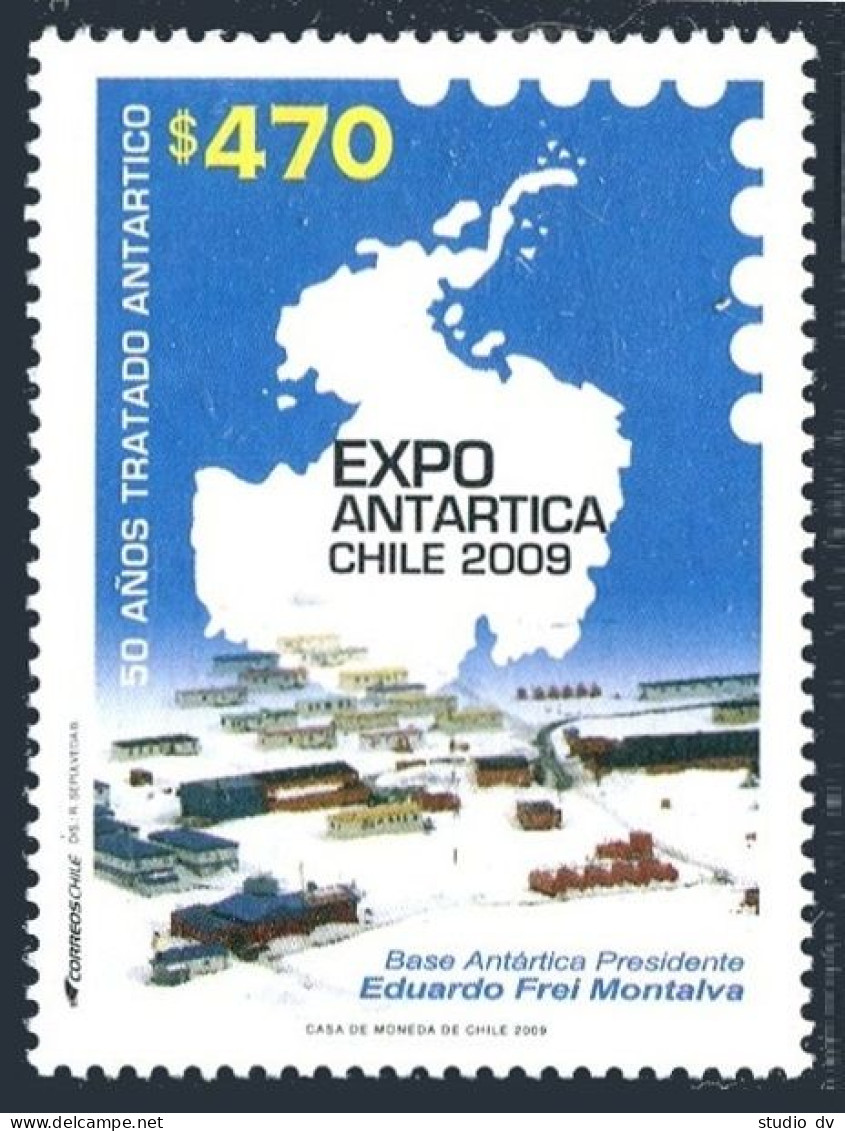 Chile 1521, MNH. PhilEXPO Antarctica-2008. Map, Eduardo Frei Montalva Base. - Chile