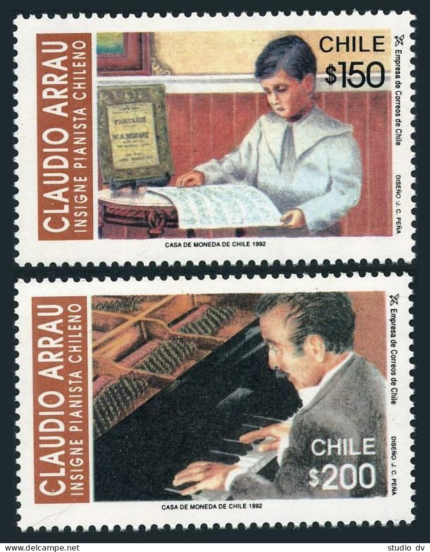 Chile 1027-1028, MNH. Michel 1532-1533. Claudio Arrau, Pianist. 1992. - Cile