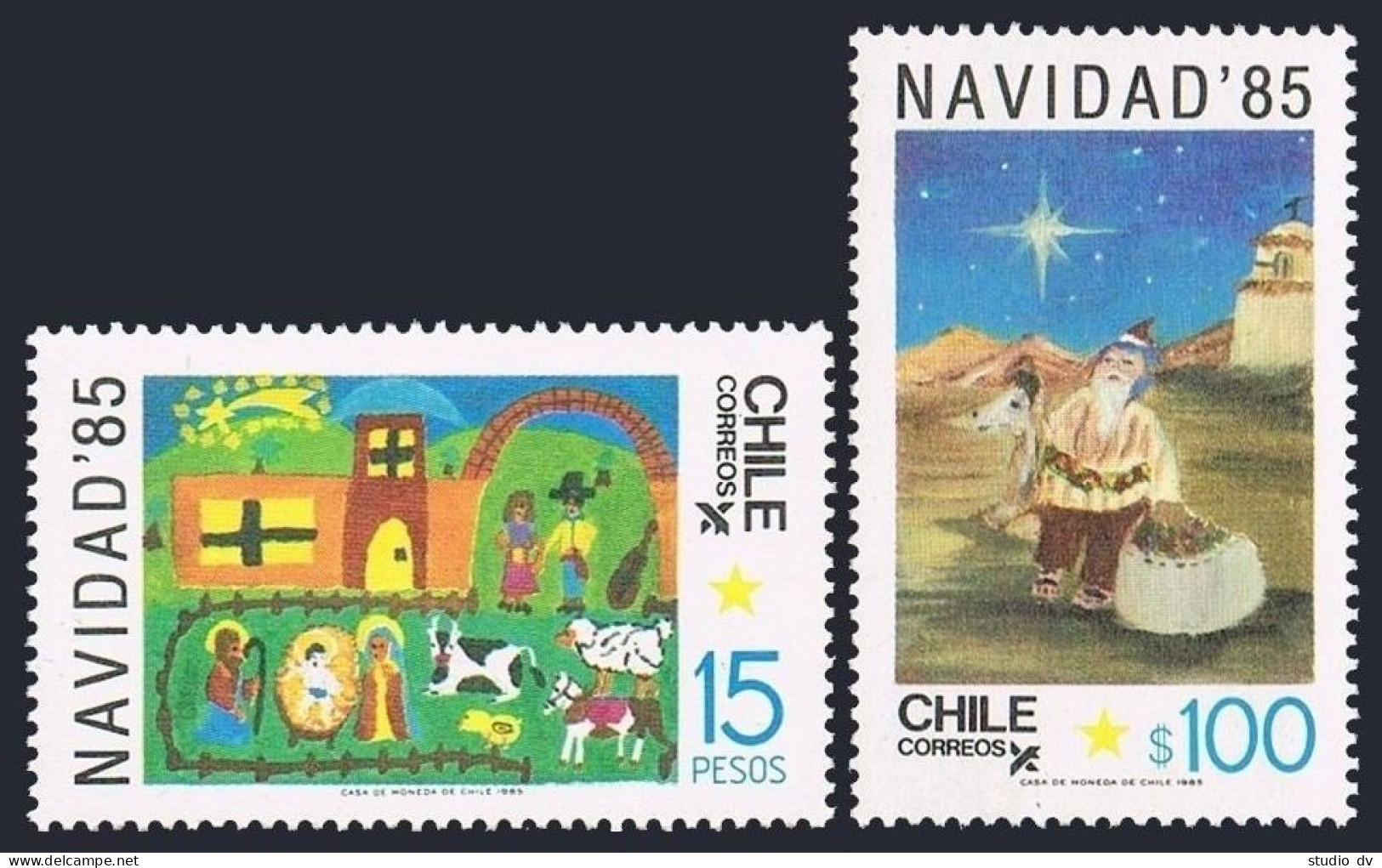 Chile 698-699, MNH. Mi 1104-1105. Christmas 1985. Winning Children's Drawings. - Cile