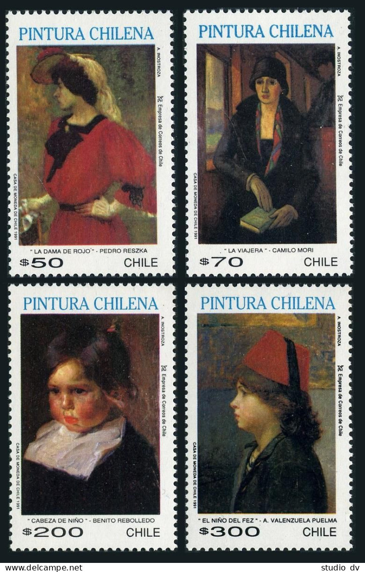 Chile 970-973,MNH.Mi 1462-1465. Chilean Paintings,1991.Pedro Reszka,Camilo Mori, - Cile