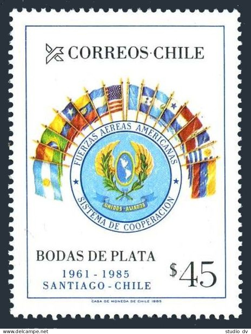 Chile 687, MNH. Michel 1085. American Air Forces Cooperation System-25, 1985. - Cile