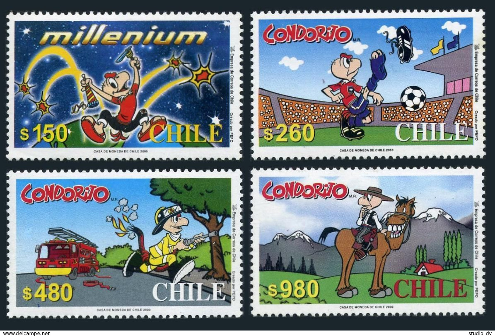 Chile 1316-1320, MNH. 2000.Condorito,Cartoon Characters:Celebrating Millennium,  - Chili