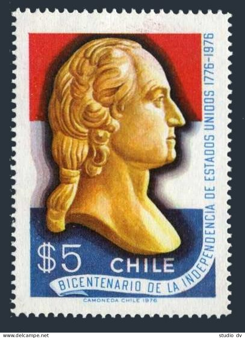 Chile 492,492a Card, MNH. Michel 857, 857 Note. USA-200, 1976. George Washington - Chili