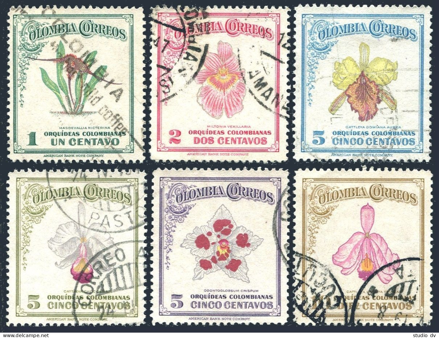 Colombia 546-551, Used. Michel 500-505. Orchids 1947. - Kolumbien