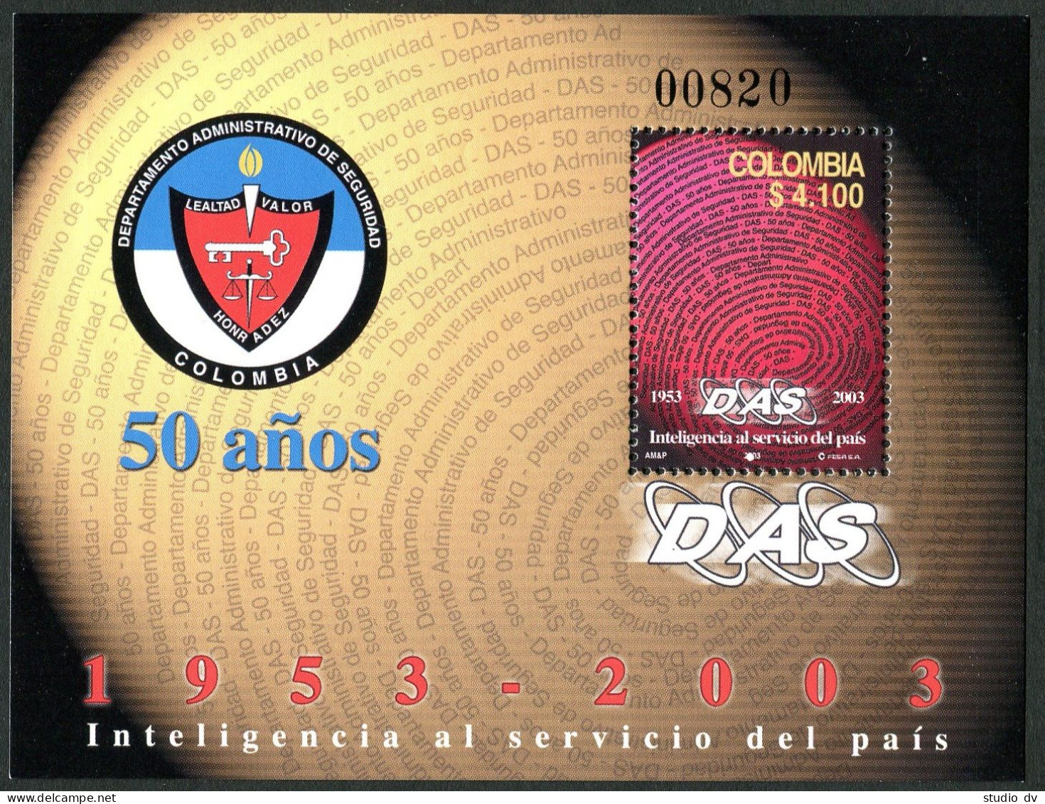 Colombia 1217, MNH. Administrative Security Department, 50th Ann. 2003.  - Colombie