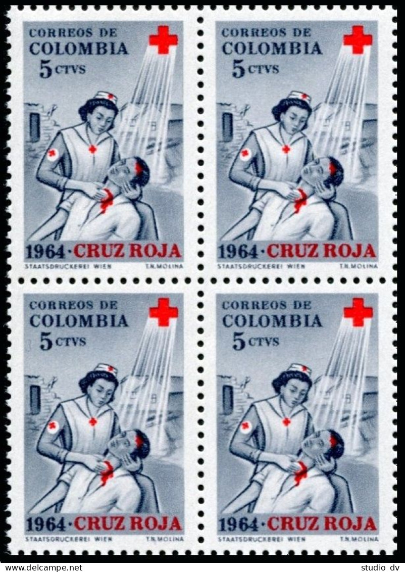 Colombia RA61 Block/4,MNH.Michel Zw63. Postal Tax 1965.Red Cross Worker,patient. - Colombie
