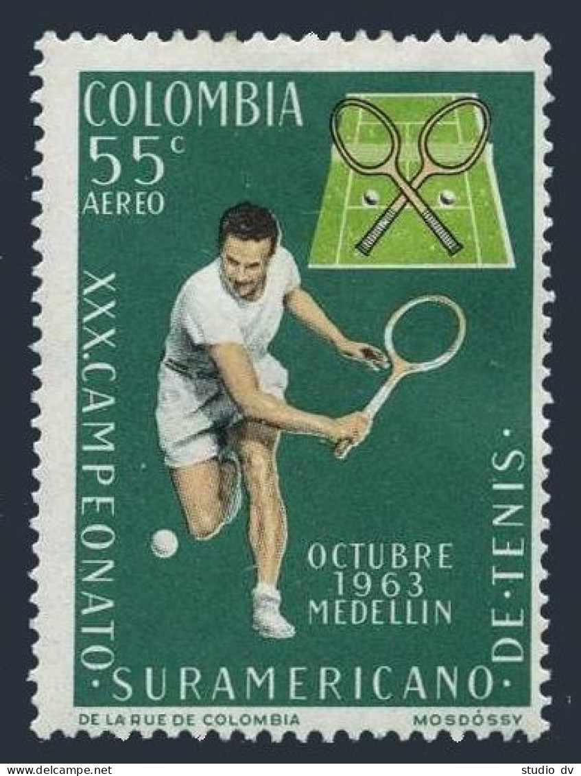 Colombia C454 Block/4, MNH. Mi 1049. South American Tennis Championships, 1963. - Colombie