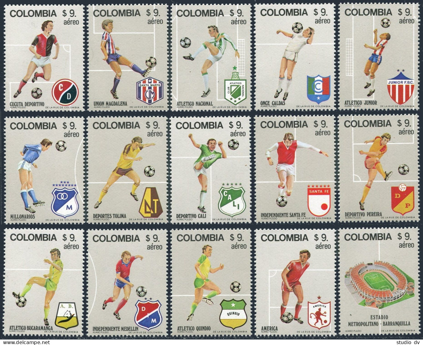 Colombia C720a-C720o, MNH. Michel 1562-1576. World Soccer Cup Spain-1982. - Colombia