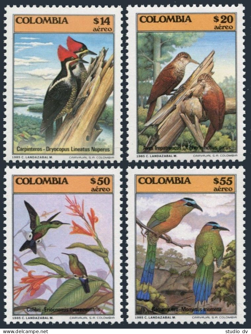 Colombia C749-C752, MNH. Michel 1629. Birds 1985. Dryocopus Limeatus Nuperus, - Colombia